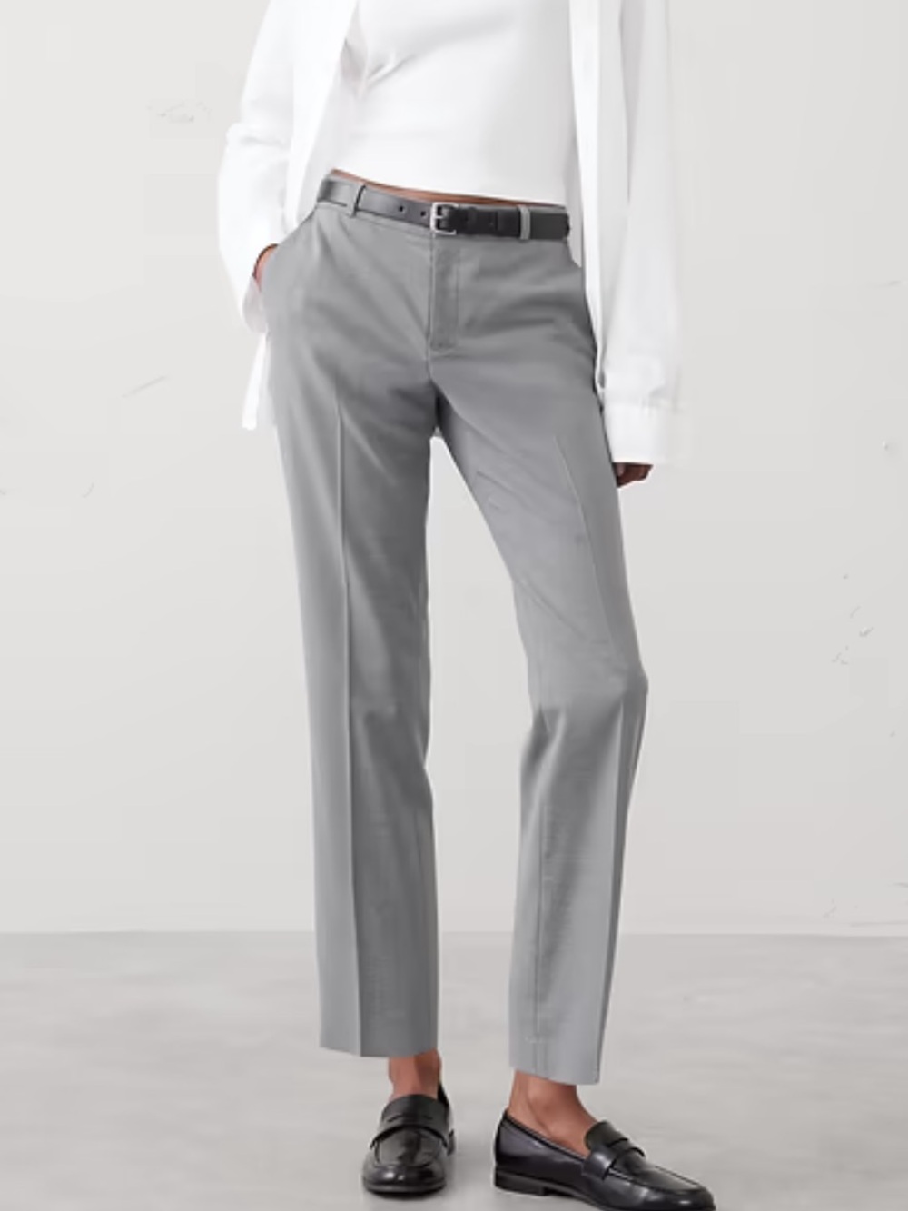 Banana Republic Straight-Leg Chinos in Light Heather Gray